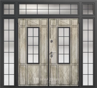 Широкая входная дверь для загородного дома №7 внешняя - фото