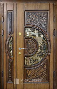 Металлическая парадная дверь со стеклом №103 - фото №1